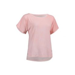 Koszulka fitness krótki rękaw 120 damska. Różowe t-shirty damskie marki DOMYOS, l, bez wzorów, z elastanu, bez kołnierzyka. Za 29,99 zł.