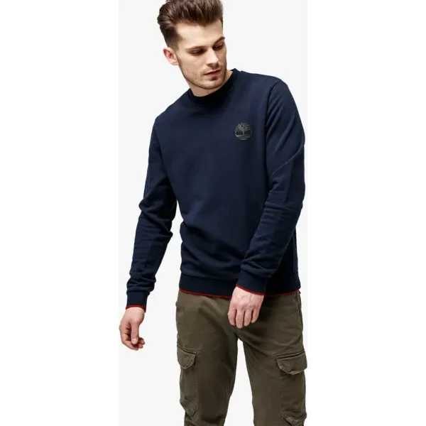 Timberland Bluza Westfield River Tipped Crew Sweat , granatowy, rozmiar XXXL. Niebieskie bluzy męskie Timberland, s, bez wzorów, z bawełny, klasyczne, z klasycznym kołnierzykiem, bez rękawów, bez kaptura. W wyprzedaży za 219,99 zł.