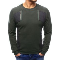 Swetry klasyczne męskie: Sweter męski khaki (wx1025)