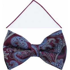 Bordowo-błękitna muszka we wzór - paisley A364. Czerwone muszki męskie Modini Moda Męska, na co dzień, bez wzorów, z bawełny, eleganckie. W wyprzedaży za 49,50 zł.