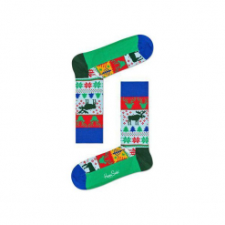 Skarpetki Happy Socks - Holiday XMAS (FAI01-7000). Szare skarpetki męskie Happy Socks, w kolorowe wzory, z bawełny. Za 34,90 zł.