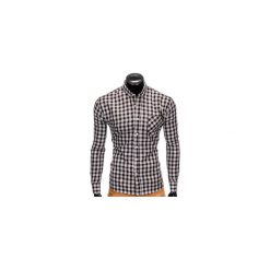 KOSZULA MĘSKA W KRATĘ Z DŁUGIM RĘKAWEM K394 - CZARNA. Czarne koszule męskie na spinki Ombre Clothing, m, z długim rękawem. Za 69,00 zł.