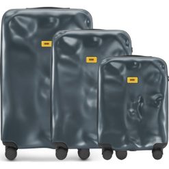 Walizki Icon w zestawie 3 el. matowy szary. Szare walizki Crash Baggage, bez wzorów, z tkaniny, wakacyjne. Za 2994,00 zł.
