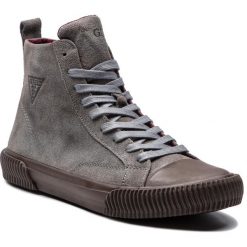Trampki GUESS - FMBLK4 SUE12 ASH. Szare trampki męskie Guess, z aplikacjami, ze skóry, bez zapięcia. W wyprzedaży za 339,00 zł.