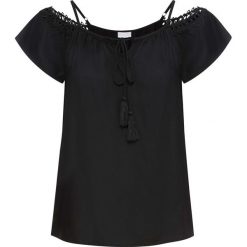 Shirt bluzkowy bonprix czarny. Czarne bluzki damskie bonprix, bez wzorów, z wiskozy, bez kołnierzyka. Za 34,99 zł.