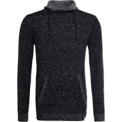 Swetry klasyczne męskie: Shine Original HIGH COLLAR MIX YARN Sweter black mix