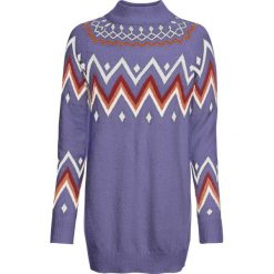 Sweter bonprix jasnoniebieski wzorzysty. Niebieskie swetry damskie bonprix, bez wzorów, bez rękawów, bez kaptura. Za 54,99 zł.