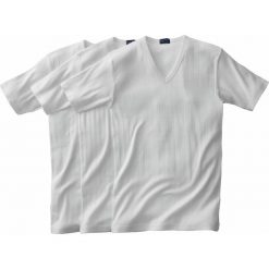 Podkoszulki męskie: T-shirt prążkowany z dekoltem w serek (3 sztuki)