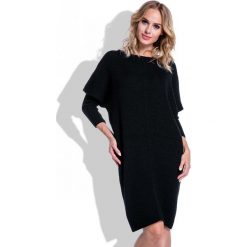 Czarna Sukienka Sweter z Rękawem Kimono. Czarne sukienki damskie marki Molly.pl, uniwersalny, bez wzorów, z dzianiny, z długim rękawem, długie, bez kaptura. Za 120,00 zł.