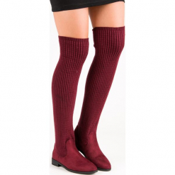 MODNE MUSZKIETERKI. Czerwone buty zimowe damskie Merg. Za 65,90 zł.