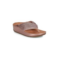 Japonki FitFlop TWISS CRYSTAL. Różowe klapki damskie FitFlop, bez wzorów, bez obcasa. W wyprzedaży za 398,30 zł.