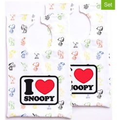 Śliniaki: Ślinaczki (2 szt.) „Snoopy Sketch” w kolorze białym ze wzorem – 37 x 24 cm