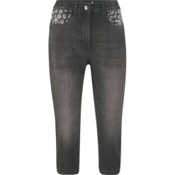 Dżinsy rybaczki wzorzyste bonprix szary denim wzorzysty. Szare jeansy damskie bonprix, bez wzorów, z jeansu. Za 49,99 zł.