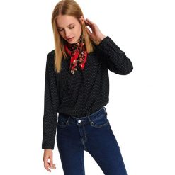 Koszula długi rękaw damska z nadrukiem. Czarne koszule damskie na zimę, z nadrukiem, z bawełny, eleganckie. W wyprzedaży za 34,99 zł.