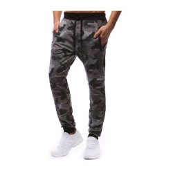 Spodnie męskie: Spodnie męskie dresowe camo szare (ux1231)