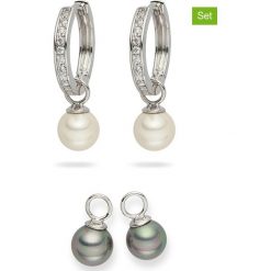 3-częściowy zestaw biżuterii. Szare kolczyki damskie The Pacific Pearl Company, Nova Pearls Copenhagen & Co., z cyrkonią, z mosiądzu. W wyprzedaży za 122,95 zł.