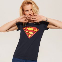 Odzież damska: T-shirt SUPERMAN - Granatowy