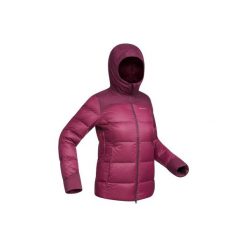 Kurtka trekkingowa Trek 900 warm damska. Fioletowe kurtki damskie puchowe marki DOMYOS, l, z bawełny. Za 399,99 zł.