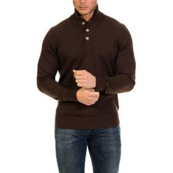 Golfy męskie: Sweter w kolorze brązowym