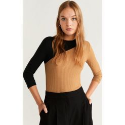 Mango - Longsleeve Bico. Pomarańczowe bluzki damskie Mango, l, bez wzorów, z elastanu, z okrągłym kołnierzem. W wyprzedaży za 59,90 zł.