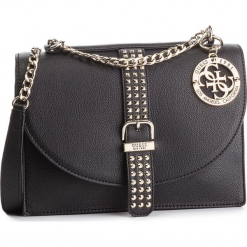Torebka GUESS - HWVG71 69210 BLA. Czarne torebki klasyczne damskie Guess, z aplikacjami, ze skóry ekologicznej. Za 629,00 zł.