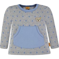 Koszulka w kolorze szarym. Szare t-shirty chłopięce z długim rękawem marki Steiff, z okrągłym kołnierzem. W wyprzedaży za 49,95 zł.