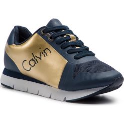Sneakersy CALVIN KLEIN JEANS - Taline R4115 Gold/Indigo. Niebieskie półbuty damskie marki Calvin Klein Jeans, na co dzień, bez wzorów, z jeansu, bez obcasa, na płaskiej podeszwie, bez zapięcia. W wyprzedaży za 269,00 zł.