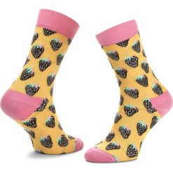 Skarpety Wysokie Unisex HAPPY SOCKS - STB01-200 Żółty. Żółte skarpetki damskie marki Happy Socks, bez wzorów, z elastanu. Za 34,90 zł.