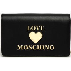 Love Moschino - Torebka. Czarne listonoszki damskie Love Moschino, w paski, ze skóry ekologicznej, na ramię, małe, z aplikacjami. Za 479,90 zł.