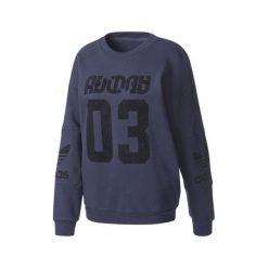 Adidas Mikina adidas Originals TREFOIL - SWEATER - 36. Niebieskie bluzy damskie Adidas, bez wzorów, bez rękawów, bez kaptura. W wyprzedaży za 242,75 zł.
