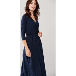 Sukienka Rita granatowa 36 niebieski. Niebieskie sukienki damskie bez wzorów, z elastanu, klasyczne, z klasycznym kołnierzykiem, bez rękawów, rozkloszowane. Za 297,00 zł.