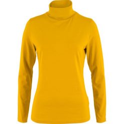 Shirt ze stretchem i golfem, długi rękaw bonprix żółty curry. Żółte bluzki damskie marki bonprix, z golfem, z długim rękawem. Za 44,99 zł.