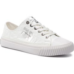 Trampki CALVIN KLEIN JEANS - Ivory Metallic Crinkle R7801 White. Białe półbuty damskie marki Calvin Klein Jeans, bez wzorów, z jeansu, bez zapięcia. Za 629,00 zł.