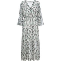 Sukienka maxi bonprix zielony pastelowy z nadrukiem. Zielone sukienki damskie bonprix, z nadrukiem, bez kołnierzyka, z długim rękawem, długie, maxi. Za 149,99 zł.