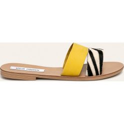 Steve Madden - Klapki skórzane Tamra-L. Żółte klapki damskie Steve Madden, bez wzorów, ze skóry, bez obcasa, na obcasie. W wyprzedaży za 159,90 zł.