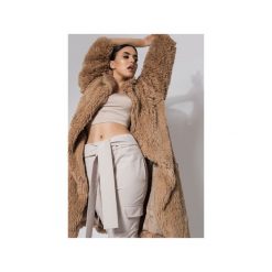 Płaszcz longline fluffy karmelowy. Brązowe płaszcze damskie Rest_factory, xl, bez wzorów, długie. Za 419,00 zł.