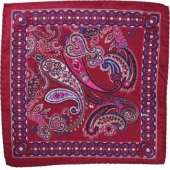 Bordowa Elegancka Poszetka w Łezki -ALTIES- Męska, Wzór Orientalny POSZALTTANIA0274. Czerwone poszetki męskie Alties, bez wzorów, z materiału, eleganckie. Za 16,90 zł.