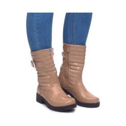 Ocieplane Botki F19 Kaki. Botki damskie ButyModne, na zimę, eleganckie, bez obcasa, na obcasie, bez zapięcia. Za 84,99 zł.