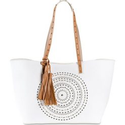 Torba shopper bonprix kremowo-złoty kolor. Białe torby damskie na zakupy bonprix, bez wzorów, bez dodatków. Za 109,99 zł.