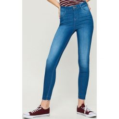 Jeansy skinny mid waist - Niebieski. Niebieskie spodnie z wysokim stanem Sinsay, z jeansu. Za 59,99 zł.
