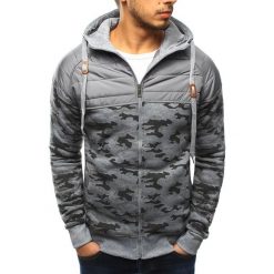 Bluzy męskie: Bluza męska rozpinana szara z kapturem (bx3214)