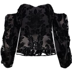 Bluzki asymetryczne: Bardot BURNOUT Bluzka black
