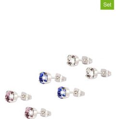 Kolczyki damskie: Kolczyki-wkrętki z kryształkami Swarovski (3 pary)