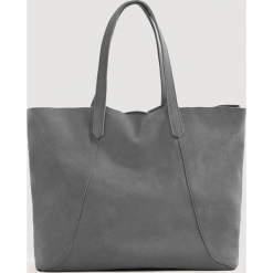 Mango - Torebka skórzana Julia. Szare shopper bag damskie Mango, z bawełny, do ręki, duże, zamszowe. Za 159,90 zł.