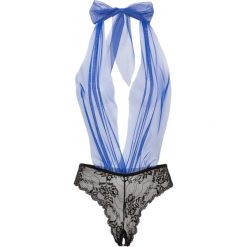 Body i gorsety: Body ze stringami „ouvert” bonprix czarno-błękit królewski