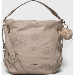 Desigual - Torebka. Szare torebki klasyczne damskie Desigual, z haftami, z materiału, duże, z haftem. Za 349,90 zł.