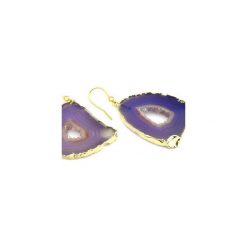 Earrings Agat Druza Plastry Lawendowe złoto. Fioletowe kolczyki damskie marki Brazi druse jewelry, z agatem, złote. Za 170,00 zł.