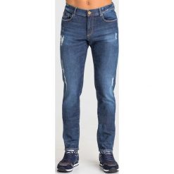 JEANSY SLIM FIT TRUSSARDI JEANS. Niebieskie jeansy męskie Trussardi Jeans, m, z aplikacjami. Za 364,50 zł.