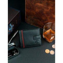 Skórzany czarny portfel męski RFID Pierre Andreus N30257 - Czarny. Czarne portfele męskie PIERRE ANDREUS, bez wzorów, ze skóry. Za 59,99 zł.