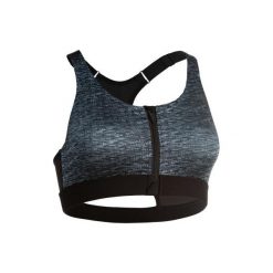 Stanik fitness kardio ZIP 900. Białe buty sportowe damskie DOMYOS, bez wzorów, z elastanu, na fitness i siłownię. Za 79,99 zł.
